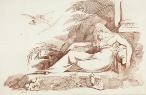 Fuessli Heinrich Prints: Sleeping Woman with a Cupid, 1780/90. Creator: Henry Fuseli