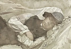Veth Jan Pieter Prints: Sleeping young man, 1874-1925. Creator: Jan Veth