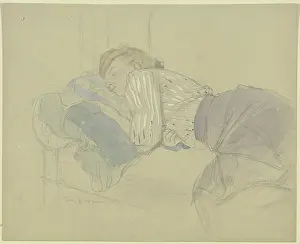 Asleep Prints: Sleeping young woman, late 19th century. Creator: Jacob Happ