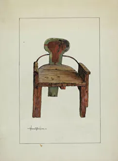 Truelson Florence Prints: Sleigh Chair, c. 1937. Creator: Florence Truelson