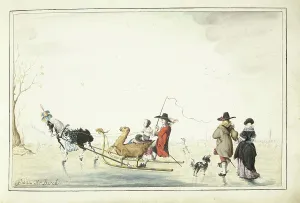Geesie Ter Burch Prints: Sleigh on the ice, after 1656-c.1687. Creator: Gesina ter Borch