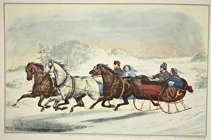 American School 19th Century Prints: The Sleigh Race, pub. 1859, Currier & Ives (Colour Lithograph)