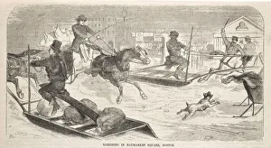 Sleighing in Haymarket Square, Boston, 1859. Creator: Winslow Homer (American, 1836-1910)