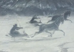 Sleighing on the Ice. Illustration for a Short Story by Per Hallström, 1907. Creator: Johan Axel Gustav Acke
