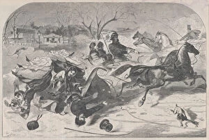 The Sleighing Season - The Upset (Harpers Weekly, Vol. IV), January 14, 1860