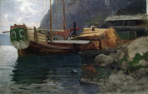 Nasjonalmuseet Prints: A Sloop from Sogn, 1866. Creator: Hans Gude