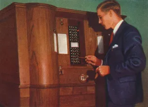 Computer Prints: Slot machine that plays bridge, 1938