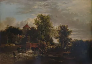 Sluice Gate Prints: Slucie Gate on the River Western, c1832. Artist: Alfred Stannard