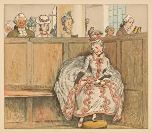 Nursery Rhyme Prints: She never slumber d in her pew, c1885, (1934). Creator: Randolph Caldecott