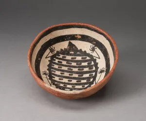 Ceramic And Pigment Collection: Small Bowl with an Abstract Insect or Animal Painted in Interior, A.D. 950 / 1150