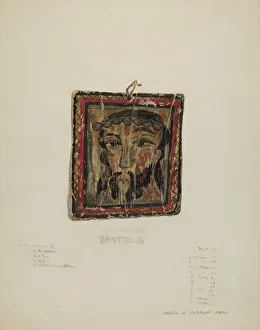 Na And Xef Prints: Small Christo Head - Retablo, c. 1940. Creator: Majel G. Claflin