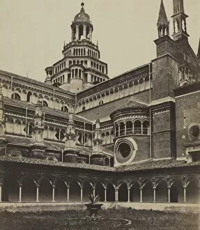 Albumen Print From Wet Collodion Negative Collection: The Small Cloister of the Monastery at Pavia, c. 1860s. Creator: Maurizio Lotze (Italian