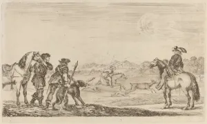 Deer Hunting Prints: Small Deer Chased by a Cavalier. Creator: Stefano della Bella