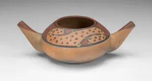 Spouted Prints: Small Double Spout Bowl with Repeated Curving Motif, c. A. D. 500 / 700. Creator: Unknown