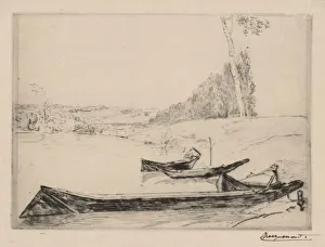 1833 1914 Prints: Small ferry-boats on the banks oft he Seine, c. 1858. Creator: Felix Bracquemond (French