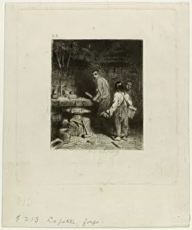 Shop Gallery: The Small Forge, 1843. Creator: Charles Emile Jacque