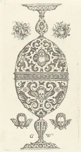 Winged Figures Prints: Two small goblets superimposed in reverse, published 1579. Creator: Georg Wechter I
