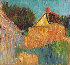Oil On Cardboard Gallery: Small house before the bushes (French landscape), 1906. Creator: Javlensky, Alexei