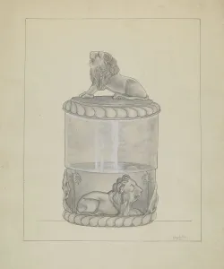 Glasswork Prints: Small Jar, c. 1936. Creator: Kay Whiteley