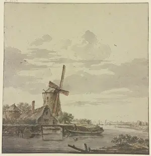 Cottages Prints: Small river flowing into the sea
