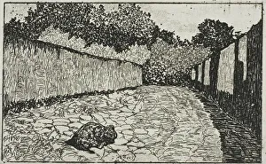 Small Street on the Outskirts of Florence with Puppy, 1870-75. Creator: Giovanni Fattori
