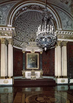 The Small Throne Hall (Peter the Great Hall) in the Winter palace, 1833. Artist: August Ricard de Montferrand