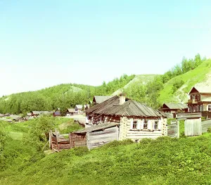 Small town of Vershiny near the city of Tobolsk, 1912. Creator: Sergey Mikhaylovich Prokudin-Gorsky