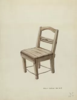 Majel G Collection: Small Wooden Chair, c. 1937. Creator: Majel G. Claflin