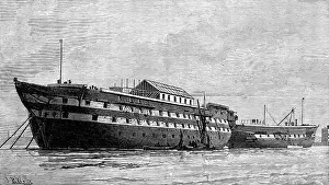 Wells J R Prints: The Smallpox Hulks, Atlas and Endymion, at Deptford Creek, 1881. Creator: Unknown