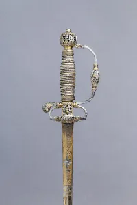 Smallsword Prints: Smallsword, French, Paris; blade, German, hallmarked for 1694-95. Creator: Unknown