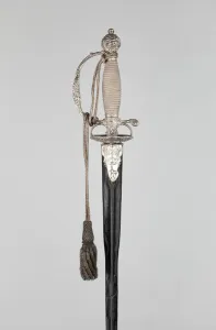 Scabbard Prints: Smallsword and Scabbard, England, 1744 / 45. Creators: John Berthellot, Matthew Feesey