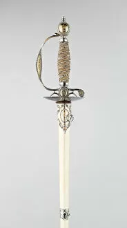 Parchment Gallery: Smallsword and Scabbard, England, c. 1785. Creator: Thomas Prosser