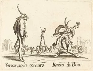 Commedia Dellarte Gallery: Smaralo Cornuto and Ratsa di Boio. Creator: Unknown