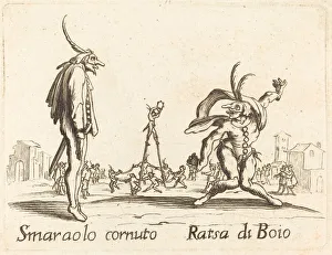Commedia Dellarte Gallery: Smaralo Cornuto and Ratsa di Boio. Creator: Unknown