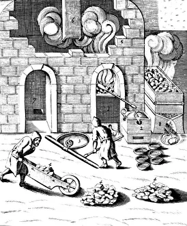 Wheelbarrow Prints: Smelting of copper, 1683