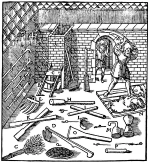 Smelting Prints: Smelting of ores (gold, silver, copper and lead), 1556
