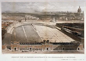 Pauls Cathedral Prints: Smithfield Market, City of London, 1851. Artist: George Hawkins