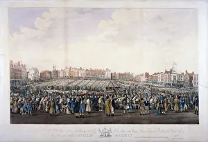 Meat Market Prints: Smithfield Market, West Smithfield, City of London, c1825