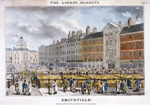 Smithfield Market, West Smithfield, London, c1825