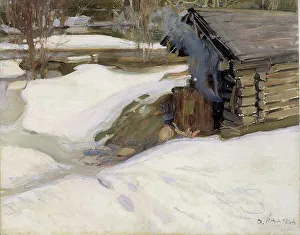 Oskari Paatela Prints: Smoke sauna, 1911. Creator: Oskari Paatela