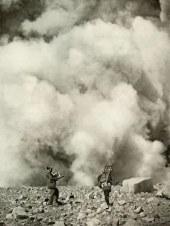 Crater Prints: Smoke and Steam Rising from Asamas Crater after the Explosion