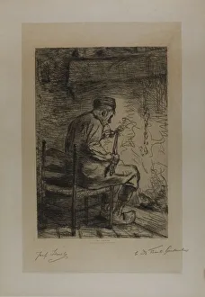 Israels Josef Prints: The Smoker, 1882. Creator: Jozef Israels
