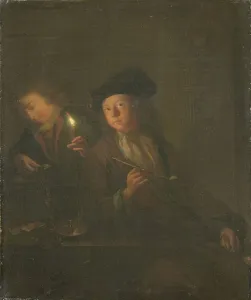 Gotfried Schalcken Prints: The Smoker (A Man with a Pipe and a Man Pouring a Beverage into a Glass)