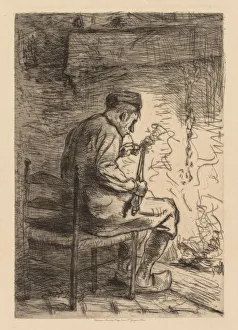 Jozef Israels Prints: The Smoker. Creator: Jozef Israels (Dutch, 1824-1911)