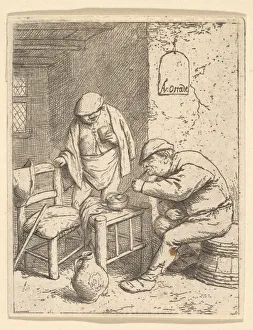 Flagon Prints: The Smoker and the Drinker, 1682 (?). Creator: Adriaen van Ostade