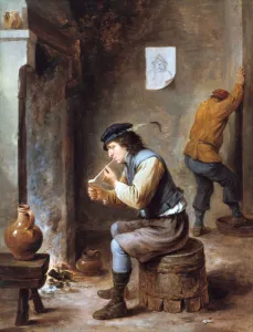 Human Being Prints: Smoker in front of a Fire, 17th century. Artist: David Teniers II