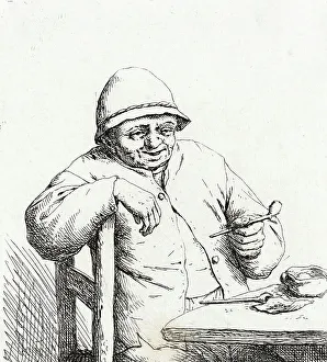 The Smoker Leaning on the Back of a Chair, c1672. Creator: Adriaen van Ostade
