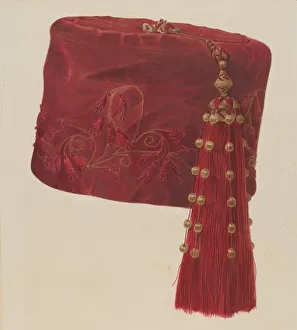 Beading Gallery: Smoking Cap, 1935 / 1942. Creator: Alvin Shiren