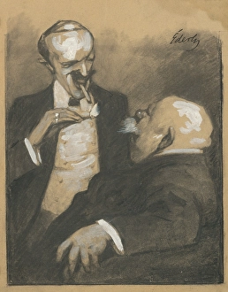 Julius Prints: Smoking men, 1893-1898. Creator: Julius Eder