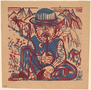 Die Brucke Gallery: Smoking Peasant. Creator: Ernst Kirchner
